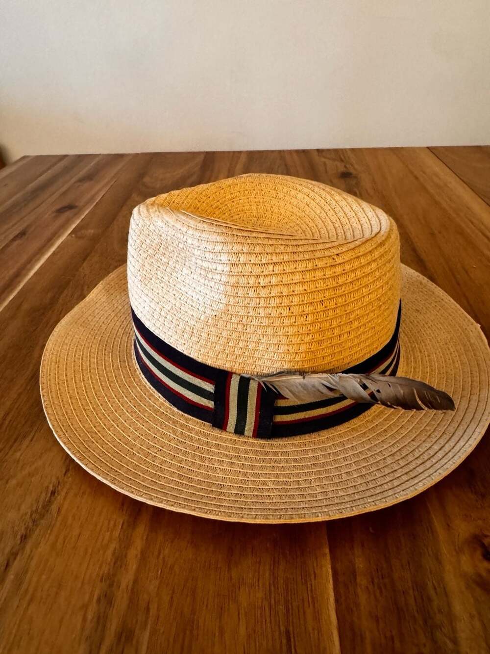 Straw Fedora Hat S/M Lightweight Summer Beach Sun Hat Black Band